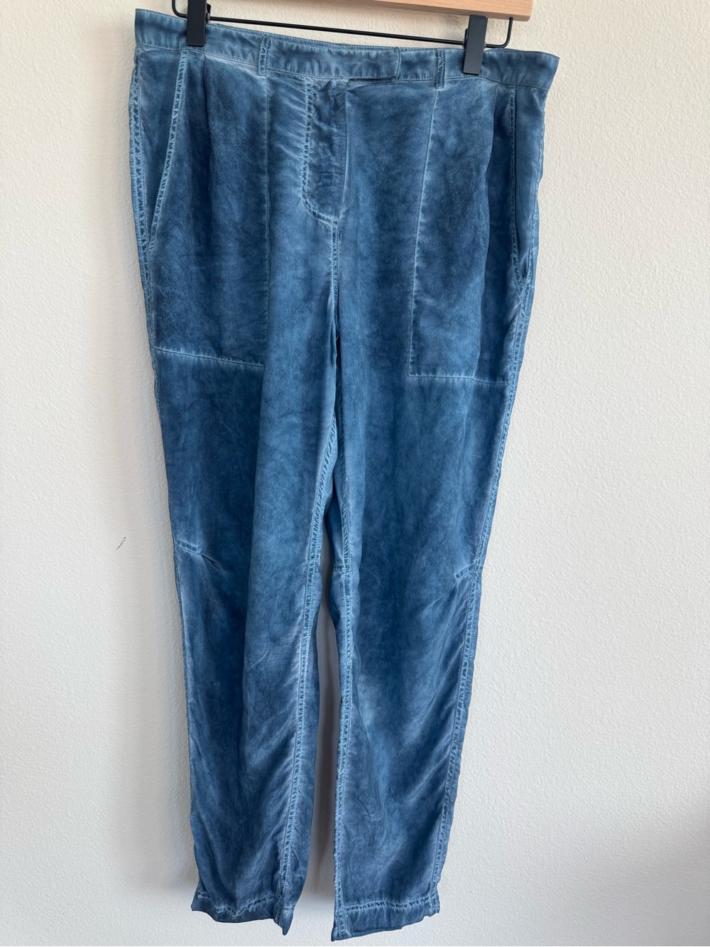 Maje 100% Silk Denim Style Blue Aquarel Pants French Chic Designer Size 38/6